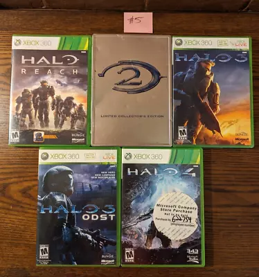 Xbox 360 Games Lot Of 5 - Halo Reach / Halo 2 / Halo 3 / ODST / Halo 4 • $24.97