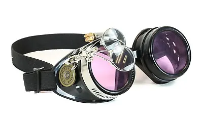 Steampunk Goggles Bullet Shell Crazy Burning Man Costume Mad Scientist 2X Purple • $16.99