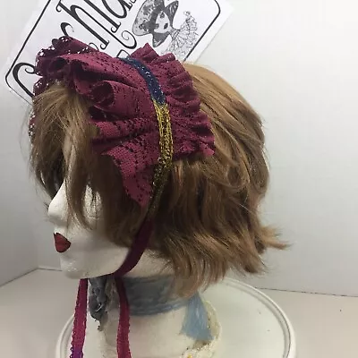Dark Lolita Headband Hair Accessories Kawaii Bonnet Ribbon Lace  Hand-made 6602 • $15.95
