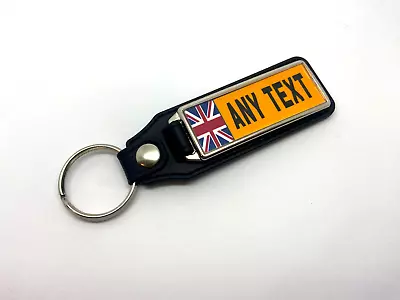 Personalised Registration Keyring - Union Jack - Reg Number Or Name - Yellow • £3.99