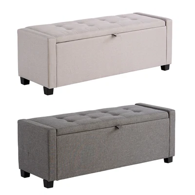 £89.99 • Buy Verona Upholstered Ottoman Bench Trunk Box Grey Hopsack Fabric Storage Lift Up