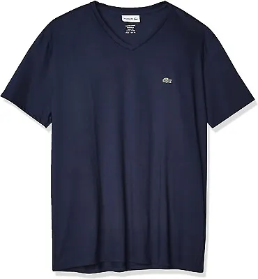 $66.50 • Buy Lacoste 271058 Men's Short Sleeve V Neck Pima Cotton Jersey T-Shirt Size 6