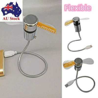 $21.13 • Buy Adjustable Gadgets LED Light Laptop LED Clock Mini Fan USB Fan Real Time