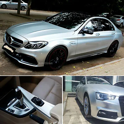 50FT X 5FT Whole Car Wrap Silver Flexible Satin Matte Chrome Vinyl Sticker HDUS • $236.73