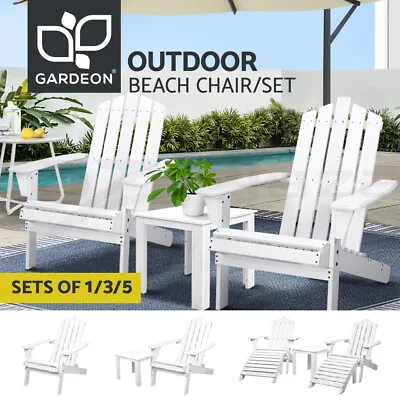 $95.95 • Buy Gardeon Outdoor Chairs Table Set Beach Chair Adirondack Lounge Patio Furniture