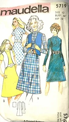1970s Dress And Bolero Pattern Size 12 (34 ) UNUSED • £2