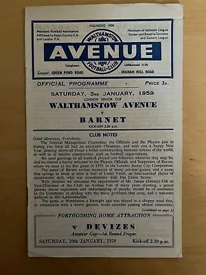 Walthamstow Avenue V Barnet London Senior Cup 1958/59 • £2.99