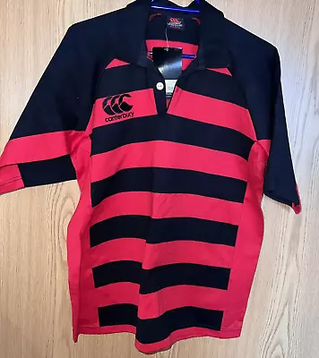 Canterbury Of New Zealand Rugy Shirt BNWT Age 12 Years Black/Scarlet Stripes • £5.99