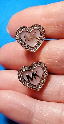Michael Kors Rose Gold Tone Hearts Logo Stud Earrings - NEW • $34.99