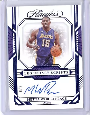 Metta World Peace Artest 2022-23 Panini Flawless Autographs Auto Sapphire 8/8 • $0.99