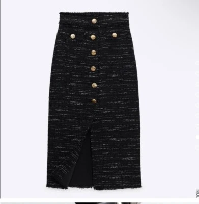 $33 • Buy Zara Black And White Buttoned Pencil Skirt Size Extra Large L