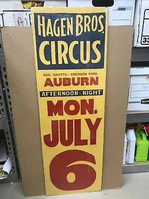 $9.77 • Buy Vintage Hagan Bros. Circus Poster 14 X42  Auburn Emerson Park