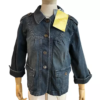 Motto Your Style Mantra Womens Blue Shoulder Straps Denim Jacket • $17.99