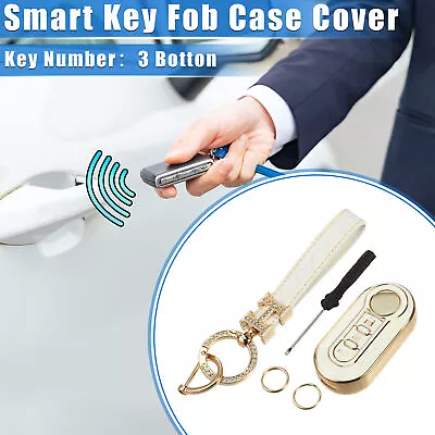 1 Set 3 Button Remote Keyless Key Fob Cover Protection For Fiat 500 TPU White • $18.23