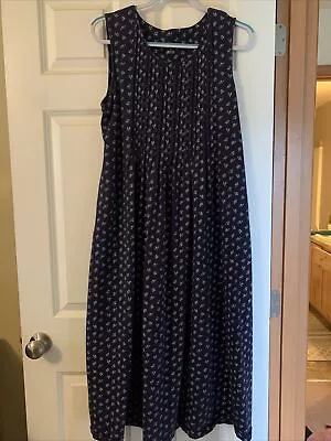 Vermont Country Store 100% Cotton Sleeveless Summer Dress Size Medium Navy Blue • $18