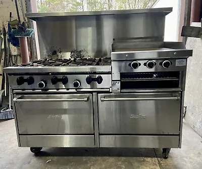 $3299 • Buy Garland SunFire 6 Burner Gas Range With 24  Raised Griddle/Broiler And Two Ovens