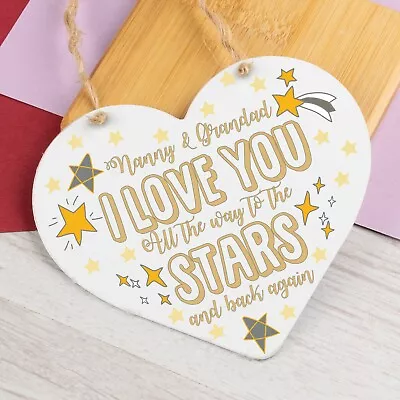 Love You Nanny & Grandad NAN Wooden Heart Wall Plaque Decor Keepsake Gift • £3.95