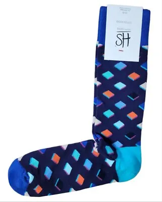 HAPPY SOCKS Men's Purple Cotton Soft Stretchy Crew Socks Size 8-12 NWT • $8
