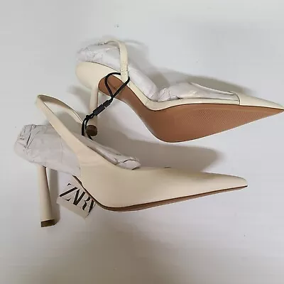 Zara Combination Heeled Shoes White Size 8| 2223/110 • $45