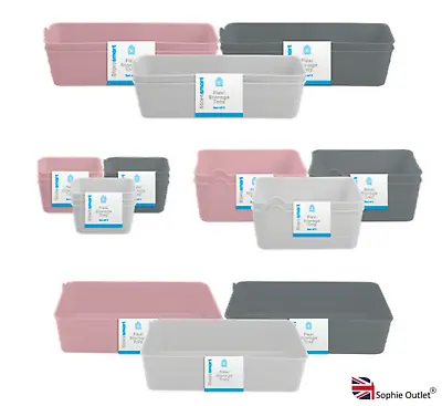 Flexi Storage Organiser Plastic Trays Kitchen Home Office Craft Shelf Box Tray • £7.30