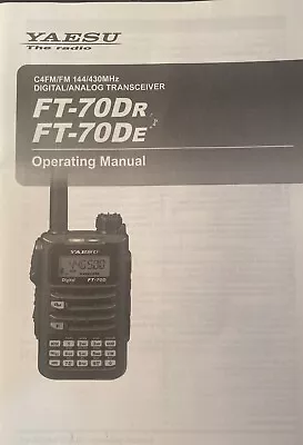 Yaesu New-Original FT-70 Dr  Operating Manual  • $19.99