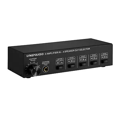 LYNEPAUAIO 2 In 4 Out 4 Zone Speaker Selector Switch Box W/ Volume Control H8D2 • $63.59