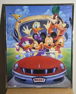 Vintage Disney Mickey Mouse And Friends On A Trip Framed Poster 20x16 • $24.99