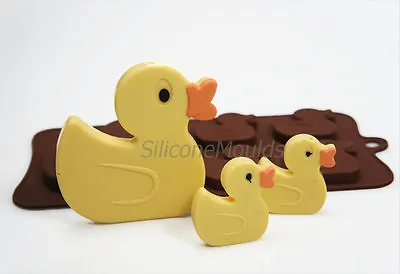 4+1 Ducks Baby Animal Farm Chocolate Candy Bar Silicone Mould Lolly Cake Topper • £5.99