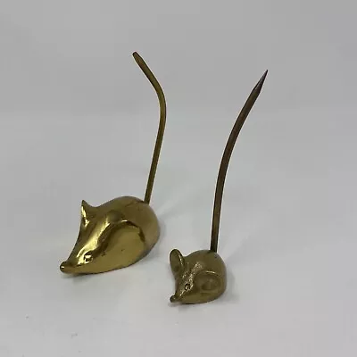 Set Of 2 Brass Vintage Long Tail Mice Paper Receipt/Ring Holders • $29.50