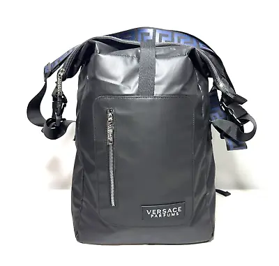Versace Parfums Backpack Travel Sports Gym Black Blue Shoulder Bag • $50