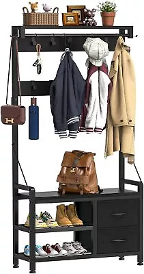 Hall Tree 31 Entryway Bench With Coat Rack Freestanding 4 In 1 Design Shoe Bench • $137.99