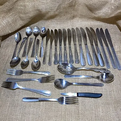 Vintage Stainless Steel Silverware Lot (29 Pcs) Cambridge Farberware For Crafts • $29.80