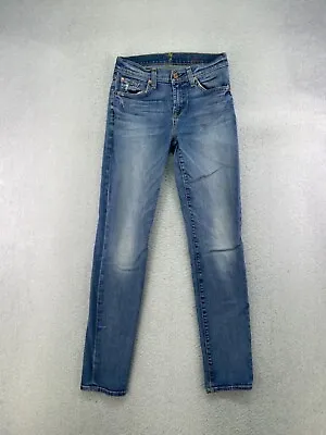 7 For All Mankind Womens Size 26 Medium Wash Mid Rise Slim Cigarette Skinny Jean • $13.45