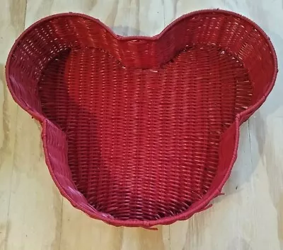 Mickey Mouse Red Plastic Wicker Tray Basket Decor Walt Disney World Florist • $19.86