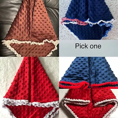 Minky Newborn Baby Blanket - Navy OR Red OR Brown OR Custom  • $18.98