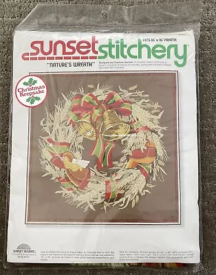 Sunset Stitchery Christmas Crewel Kit Nature's Wreath #2080 Charlene Gerrish VTG • $9