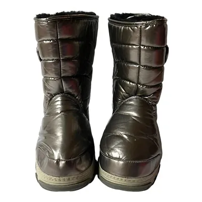 Khombu Suze 10M Silver Faux Shearling Lined Traveler 2 Metallic Snow Moon Boots • $45