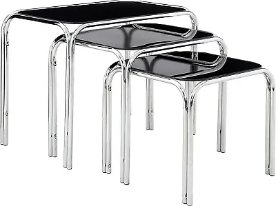 £26 • Buy Premier Housewares Set Of 3 Glass Nesting Tables Coffee Table Living Room NEW
