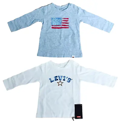 Levi's X2 Pack Baby Boys Toddler Long Sleeve T-Shirt Logo Top Age 9 24 M Months • £21.99