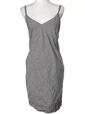 Malia Mills Women's Sheath Midi Dress Black Taupe Gingham Check Size 4 A8 • $49.98