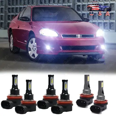 For Monte Carlo 2006 2007 6X White LED Headlights + Fog Lights Combo Bulbs • $31.19