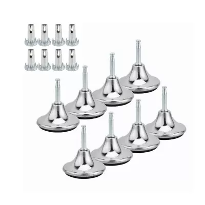 8 X Chrome Feet Bed Legs Gliders Glides Castors For Divan Bed Base Sofa Chair • £6.44