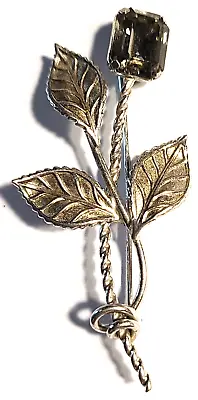 Vintage Sterling Silver Rose Floral Glass Pin Brooch~signed: Van Dell Sterling • $19.99