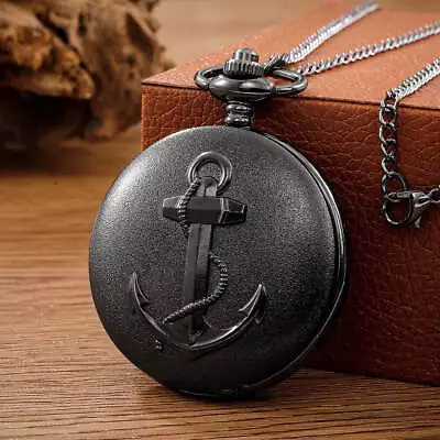 Pirate Anchor Quarzt Pocket Watch Chain Necklace • £13.19