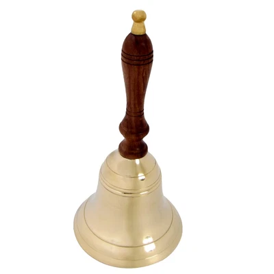 £26.90 • Buy Antique Vintage Style Brass/Wood Teachers Hand Desk School Bell Primitive Decor