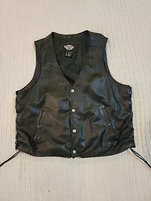 Harley-Davidson Black Leather Riding Vest/RN 103819/CA 03402/Men's Size XL • $30