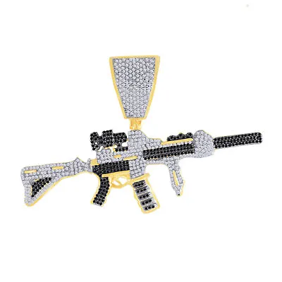 1.89ct Natural Round Diamond Mens Sniper Gun Pendant 10K Solid White Gold • $2447.19