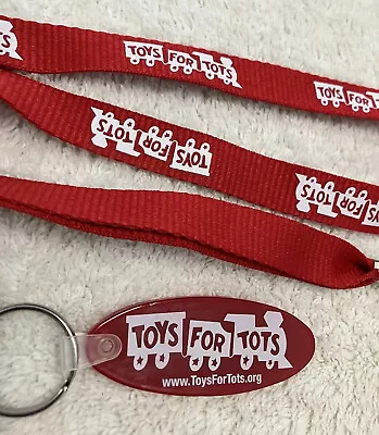 Vintage TOYS FOR TOTS Keychain & Lanyard Red Ring Vinyl Rubber USA Marine Corps • $29.99