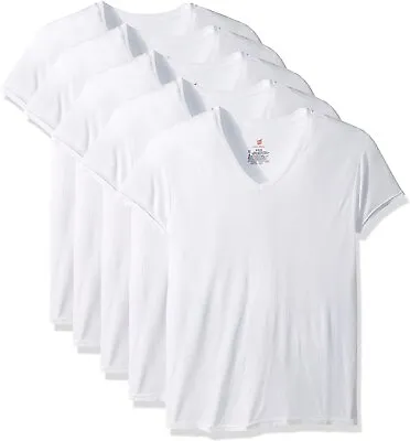 Hanes Men's 5-Pack ComfortBlend V-Neck T-Shirt With FreshIQ Size 2X • $39.99