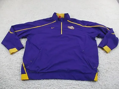 LSU Tigers Jacket Mens 2XL XXL Purple Nike Windbreaker Football 1/4 Zip Pullover • $36